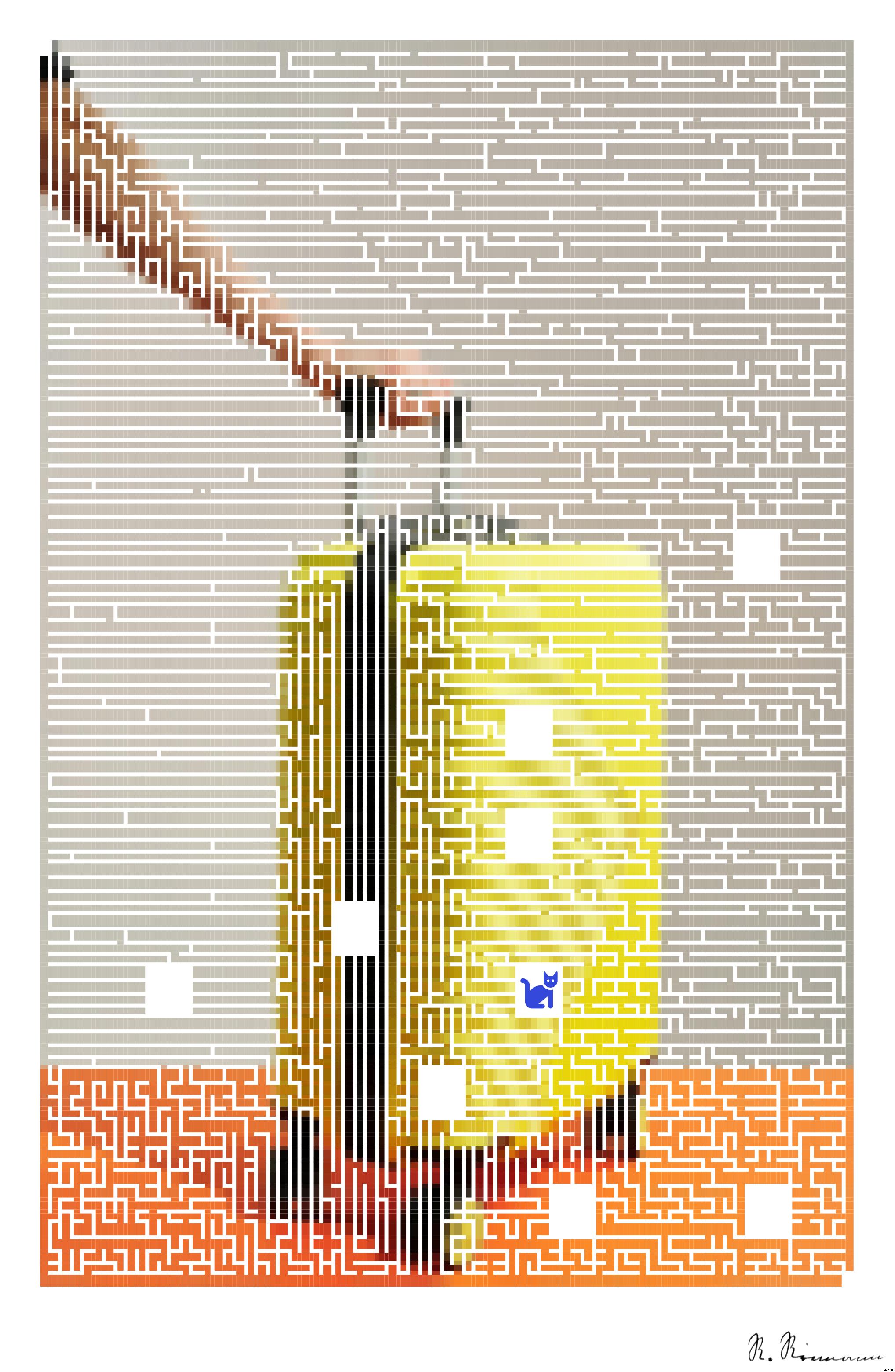 Drawn by bot MA8nWwLvoWCdy5yVtM7TNT; art-amaze; a person pulling a yellow suitcase on wheels AI Art
