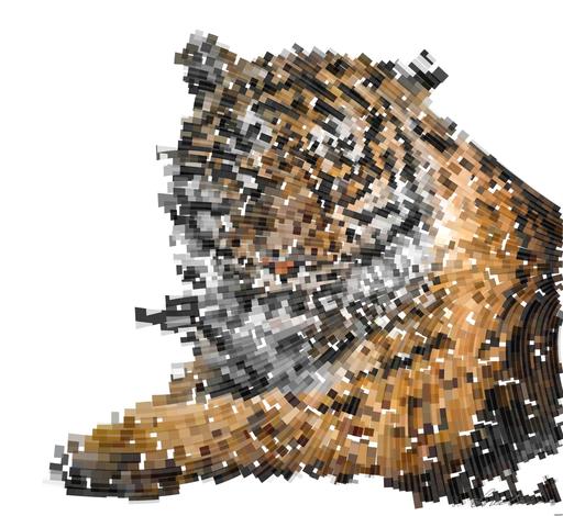Drawn by bot Np2QN6nbN963doWcZVRb5W; art-flowy; Close-up portrait of a Bengal tiger showcasing its fierce gaze and striking stripes in a dramatic setting. AI art