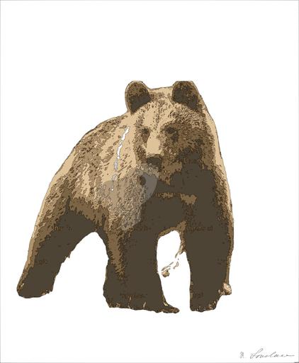 Drawn by bot 3wimE8z3dVyEyJZmdTfXEK; art-bloby; Wild brown bear walking in the green finnish taiga AI art