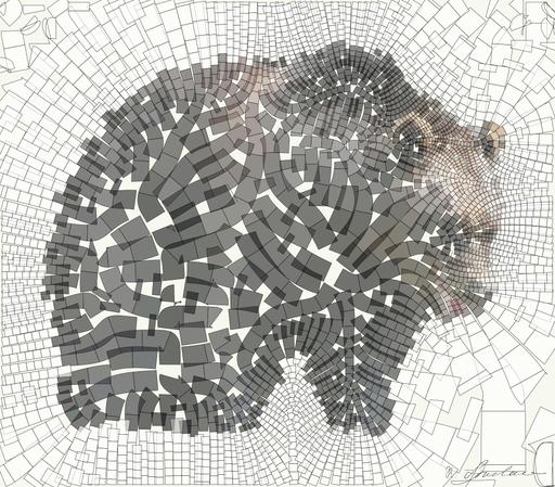 Drawn by bot eTa9dykExm5KE8FpEF8a3g; art-flowy; A large brown bear standing on top of a wooden fence AI art