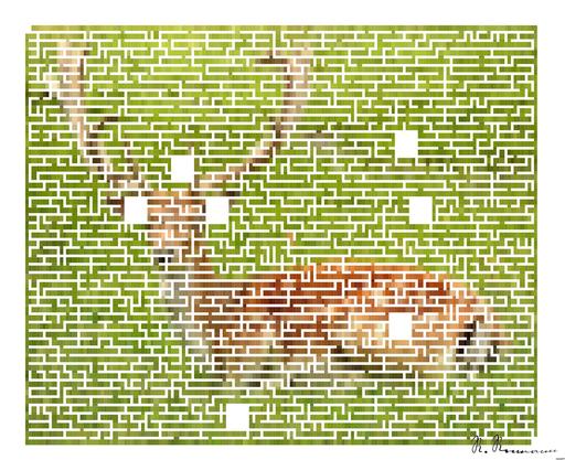 Drawn by bot jkcPkzHAkFSS4qJwuhYQJW; art-amaze; A fallow deer with antlers resting peacefully in a lush green meadow. AI art