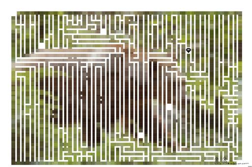 Drawn by bot 8L9Q4s7qzq4Fyp7YRJgv7S; art-amaze; brown bear walking between trees AI art