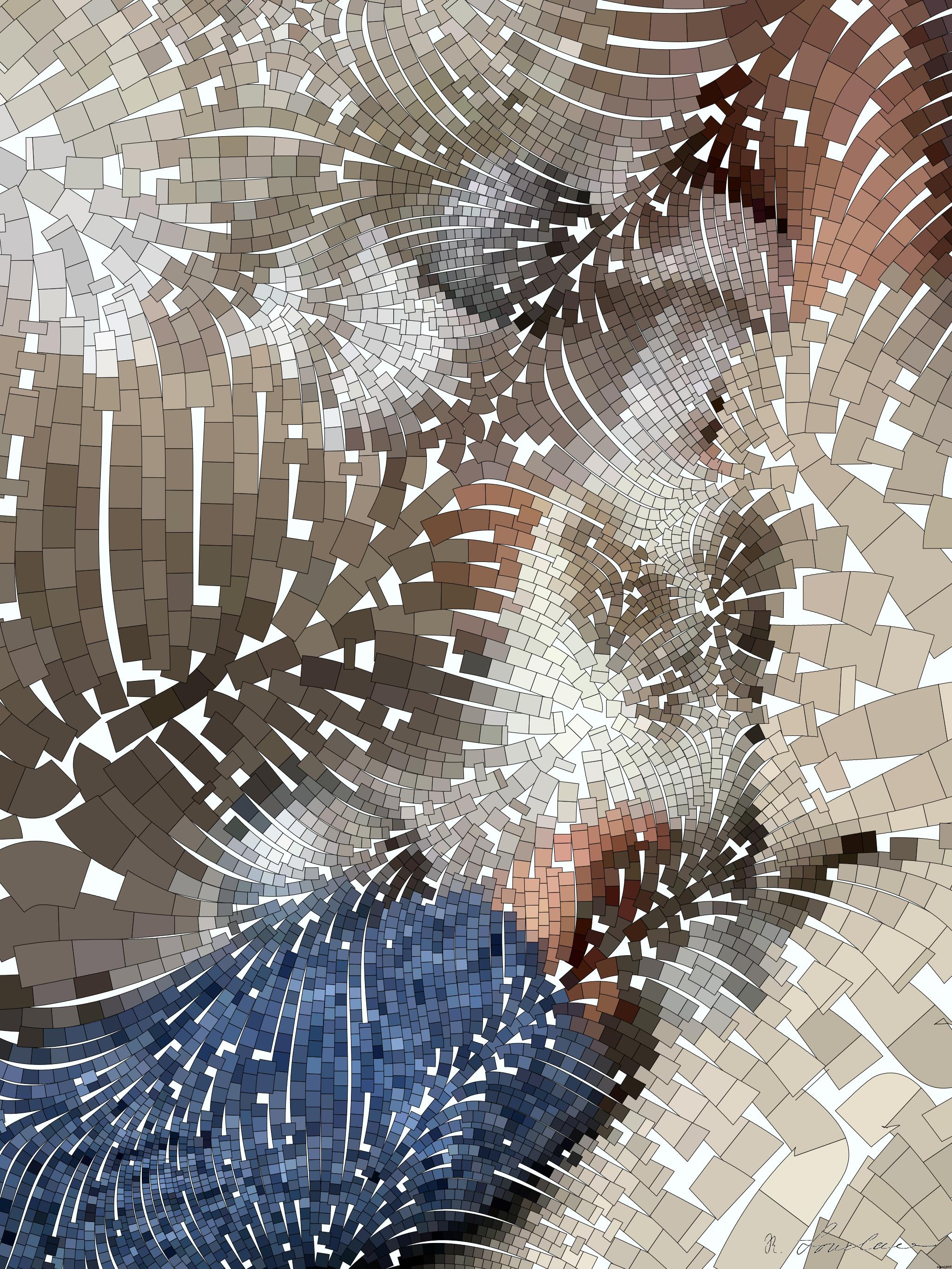 Drawn from photo on Pexels: Top view of unrecognizable female in sweater sitting with cute rabbit during holiday on crumpled textile with Christmas baubles and tinsel AI Art