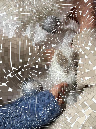 Drawn from photo on Pexels: Top view of unrecognizable female in sweater sitting with cute rabbit during holiday on crumpled textile with Christmas baubles and tinsel AI art