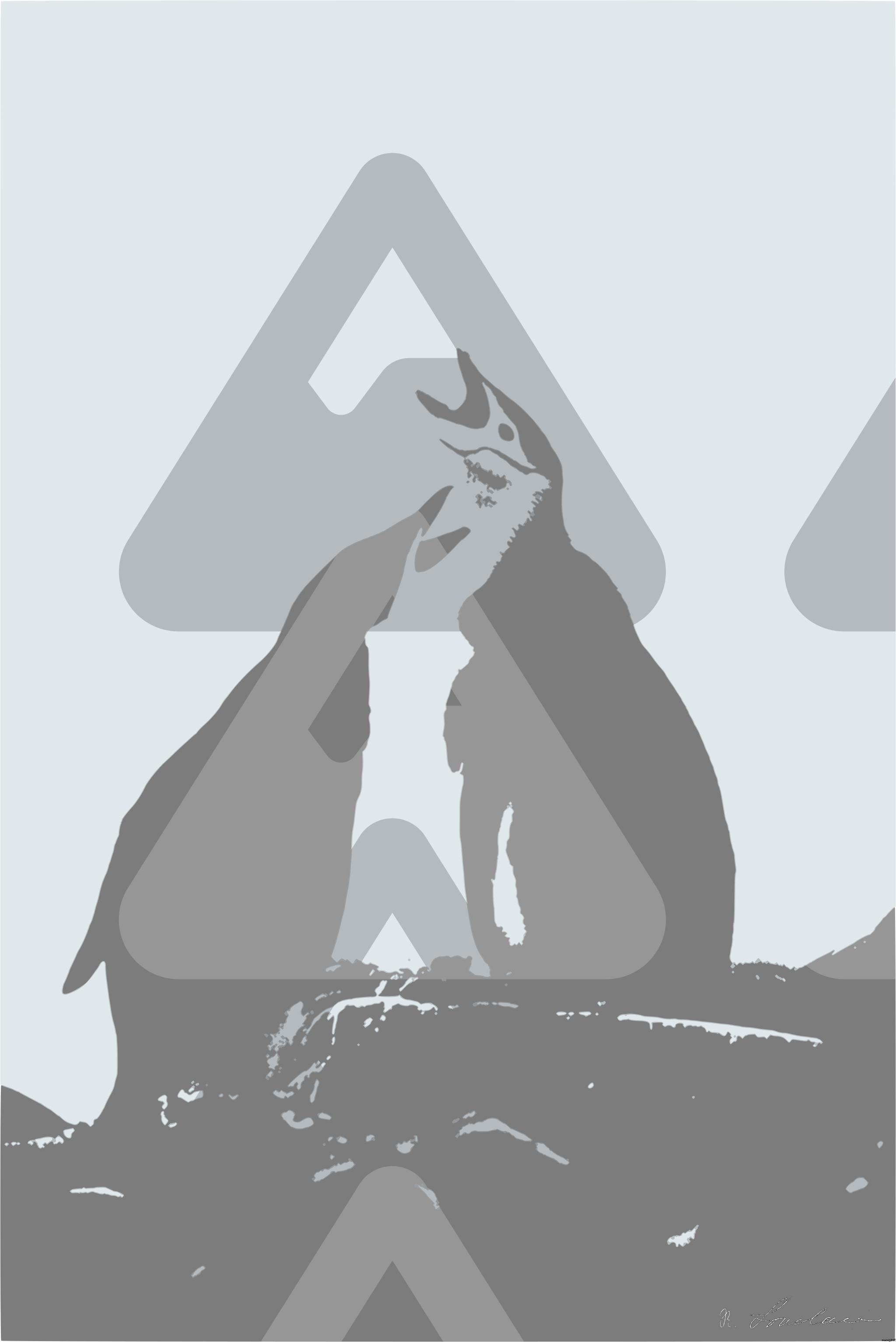 Drawn by bot MkybocQhtzVoXGRA2TeHfC; art-bloby; a couple of penguins that are standing on some rocks AI Art