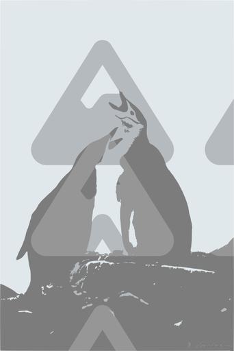Drawn by bot MkybocQhtzVoXGRA2TeHfC; art-bloby; a couple of penguins that are standing on some rocks AI art