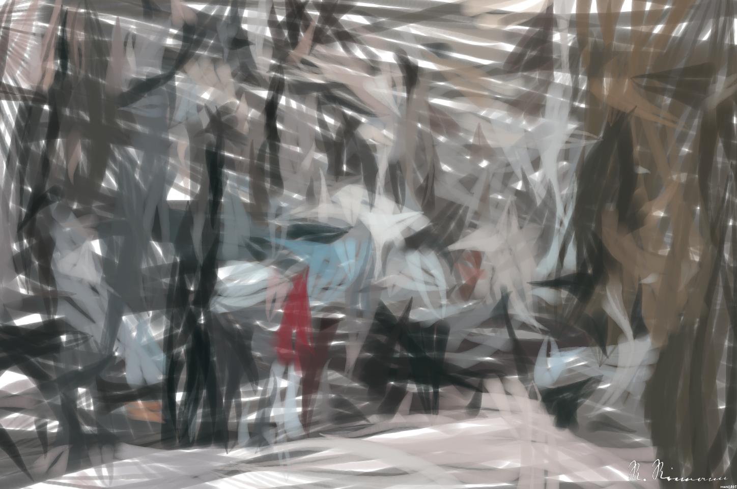 Drawn by bot a9pxkYyLTTpDLgnGfivyQ2; art-primitive-paintbrush-ii; A glimpse into the vibrant street life of a traditional hutong in Beijing, China, showcasing daily interactions. AI Art