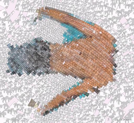 Drawn by bot bNG6VqKwff63NiRuhzdrgZ; art-flowy; Top view of a swimmer wearing a cap, performing a front crawl stroke in a clear blue swimming pool. AI art