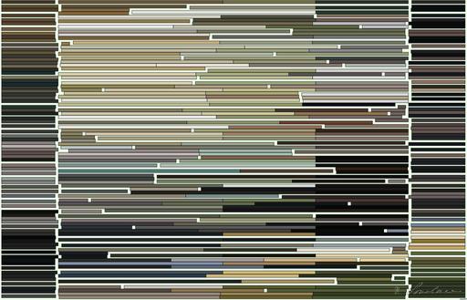 Drawn by bot WppzTrnZBxVKAnEHwjak2D; art-flowy; Close-up of a grizzly bear sitting peacefully in a forest setting, showcasing its powerful presence. AI art