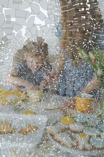 Drawn by bot Ris93kpUpQcwk78ywfT9gP; art-flowy; a woman and a little girl sitting at a table AI art