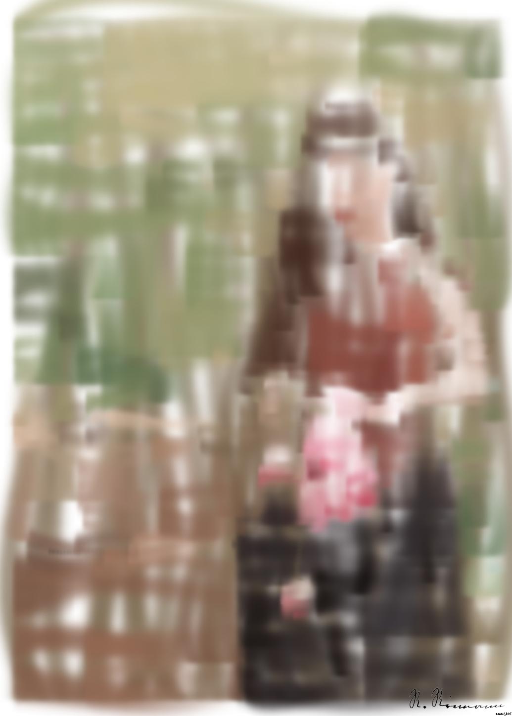 Drawn by bot gFZ5EaJo68kLCzHUMEm4QH; art-primitive-paintbrush-ii; An elegant young woman holding pink tulips in a serene outdoor setting, embodying natural beauty and tranquility. AI Art