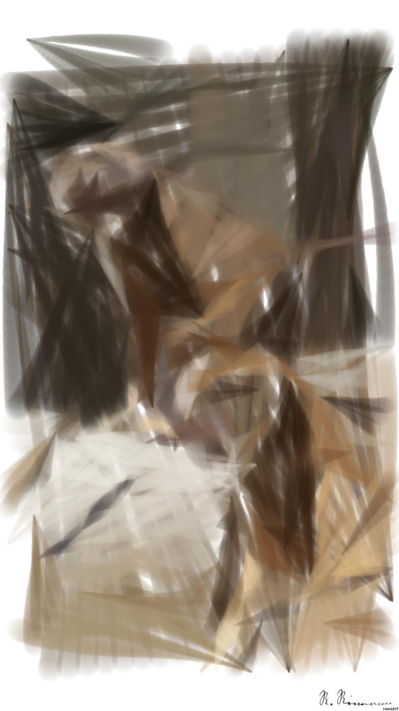 Drawn by bot NWUFpcDRy49cZhiXvssPDD; art-primitive-paintbrush-ii; two orange and black tigers AI Art