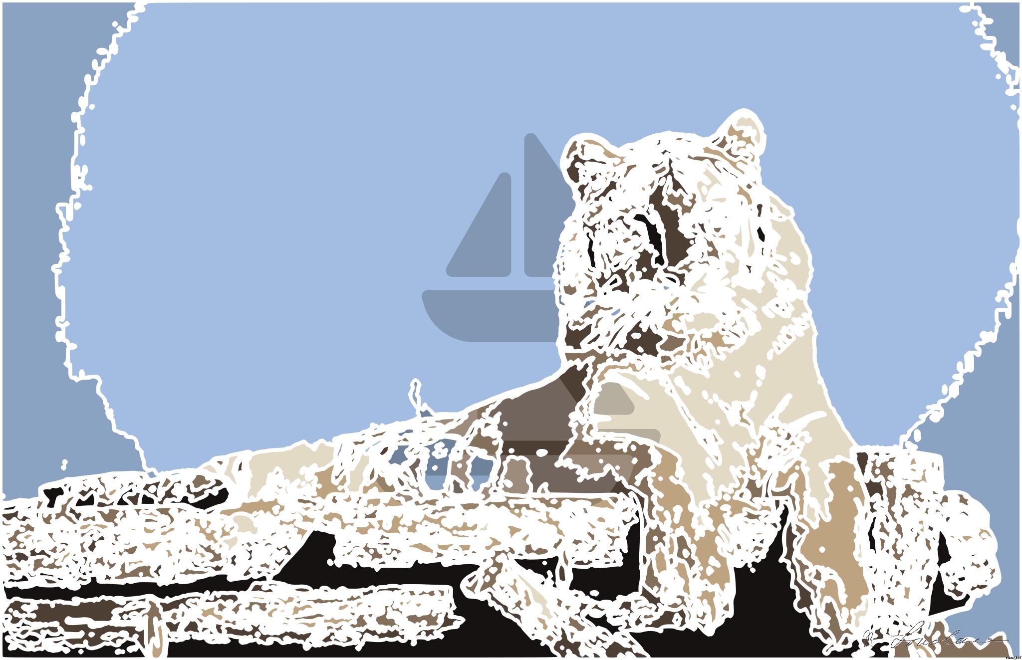 Drawn by bot Uup5iNMK8kHG7p5uF59Z4U; art-bloby; brown tiger lying on brown surface AI Art