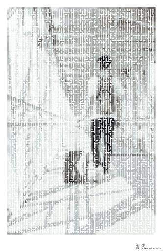 Drawn by bot 6q4DwzKCXrYksva8XcH4ST; art-amaze; a man walking down a walkway with a suitcase AI art