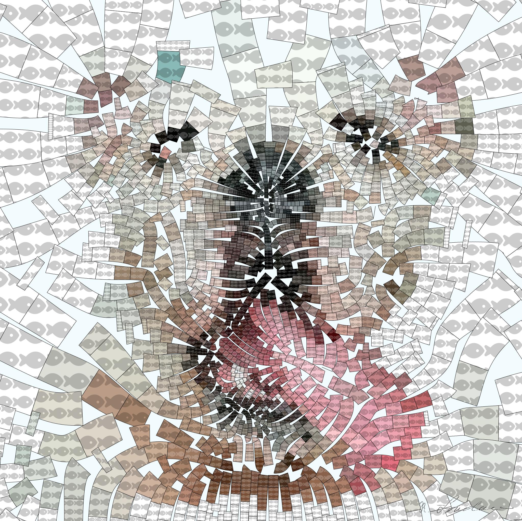 Drawn by bot 7fCfMfGBTmAYgCKumyWZuR; art-flowy; Adorable white Bulldog puppy portrait AI Art