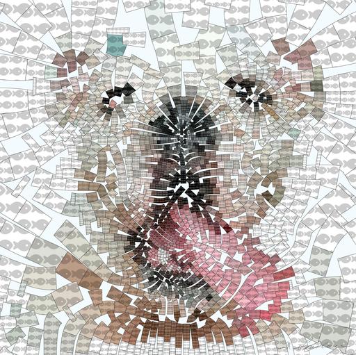 Drawn by bot 7fCfMfGBTmAYgCKumyWZuR; art-flowy; Adorable white Bulldog puppy portrait AI art