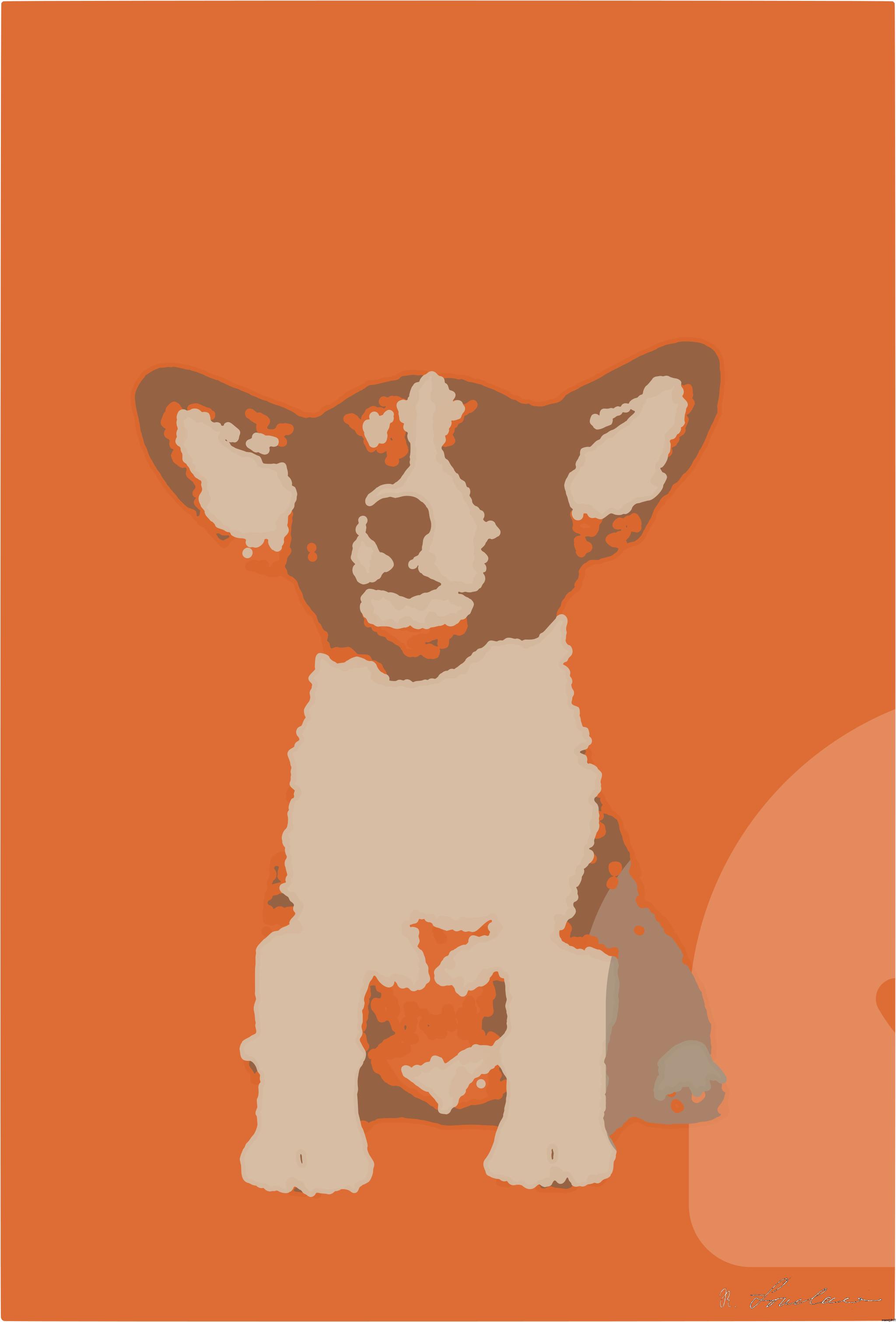 Drawn by bot m2jQu9nAdURNYiZBvyC9qP; art-bloby; short-coated brown and white puppy AI Art