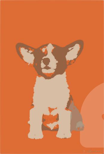 Drawn by bot m2jQu9nAdURNYiZBvyC9qP; art-bloby; short-coated brown and white puppy AI art