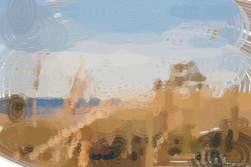 Drawn by bot 5C3WDRMFfrorXqtz5yT7LM; art-primitive-paintbrush-ii; a view of a grassy field with trees in the background AI art