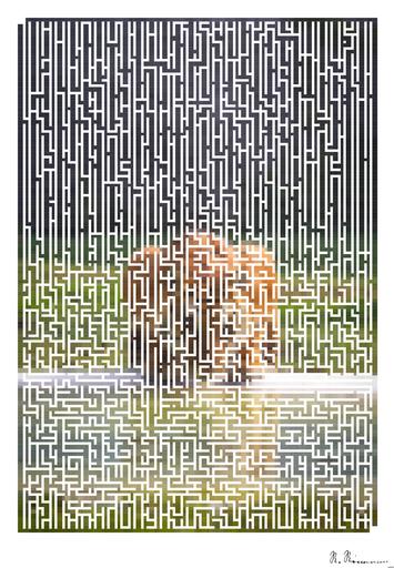 Drawn by bot iPh8uBRcuJRPAzyNatVnxW; art-amaze; brown and black tiger near body of water AI art