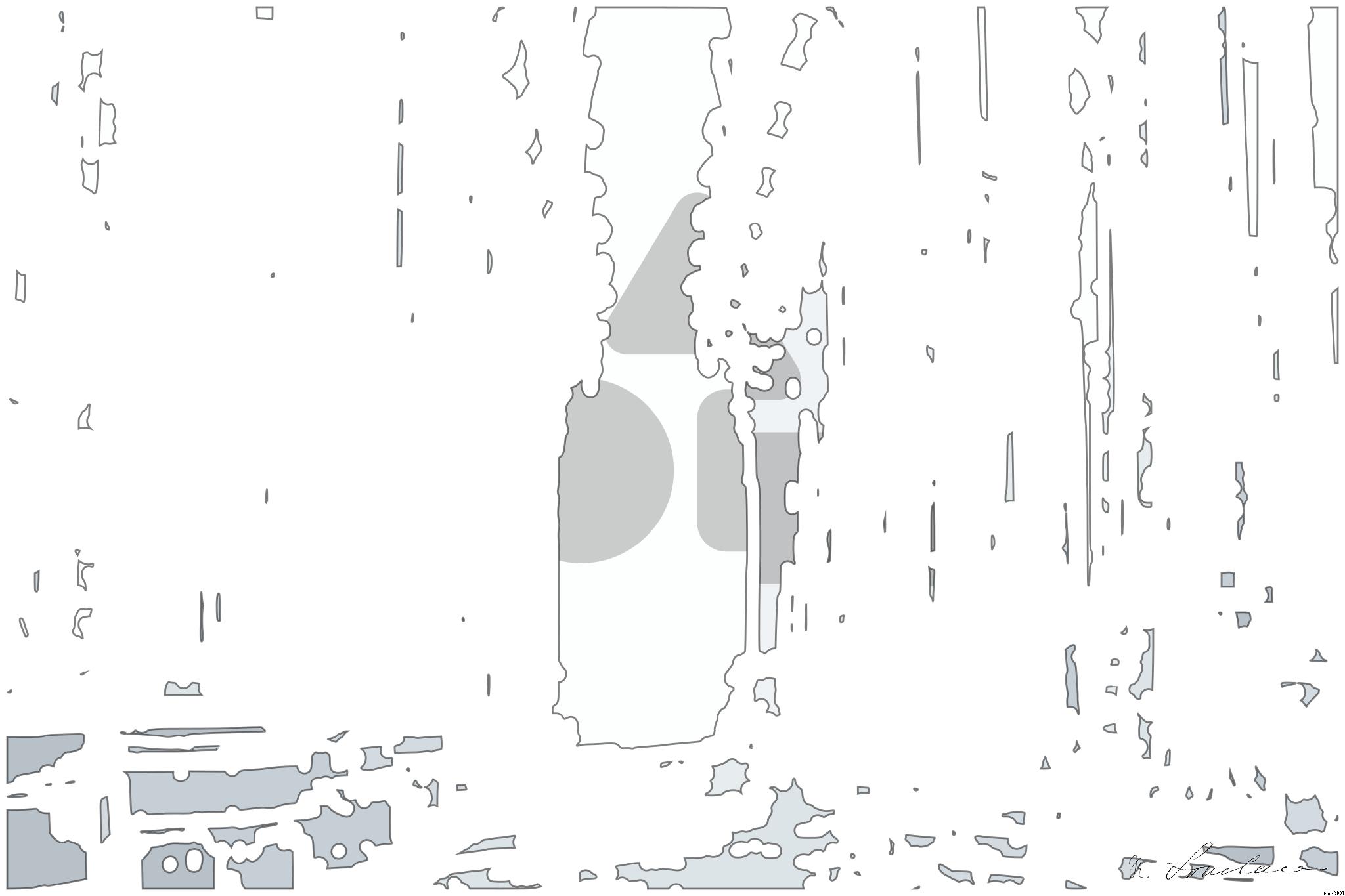 Drawn by bot Eoa9yVX2qbe5aJyBZggspv; art-bloby; photography of white wall lot AI Art