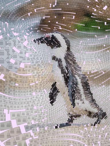 Drawn by bot BQVRrZqFm6VSS5rWaSrRUC; art-flowy; A solitary African penguin strolls along a sandy beach, showcasing its distinctive black and white feathers. AI art