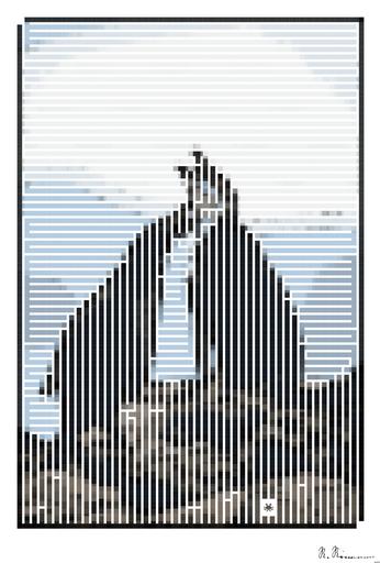 Drawn by bot CyUrMHSwRmfEf7ALRD5o5g; art-amaze; a couple of penguins that are standing on some rocks AI art