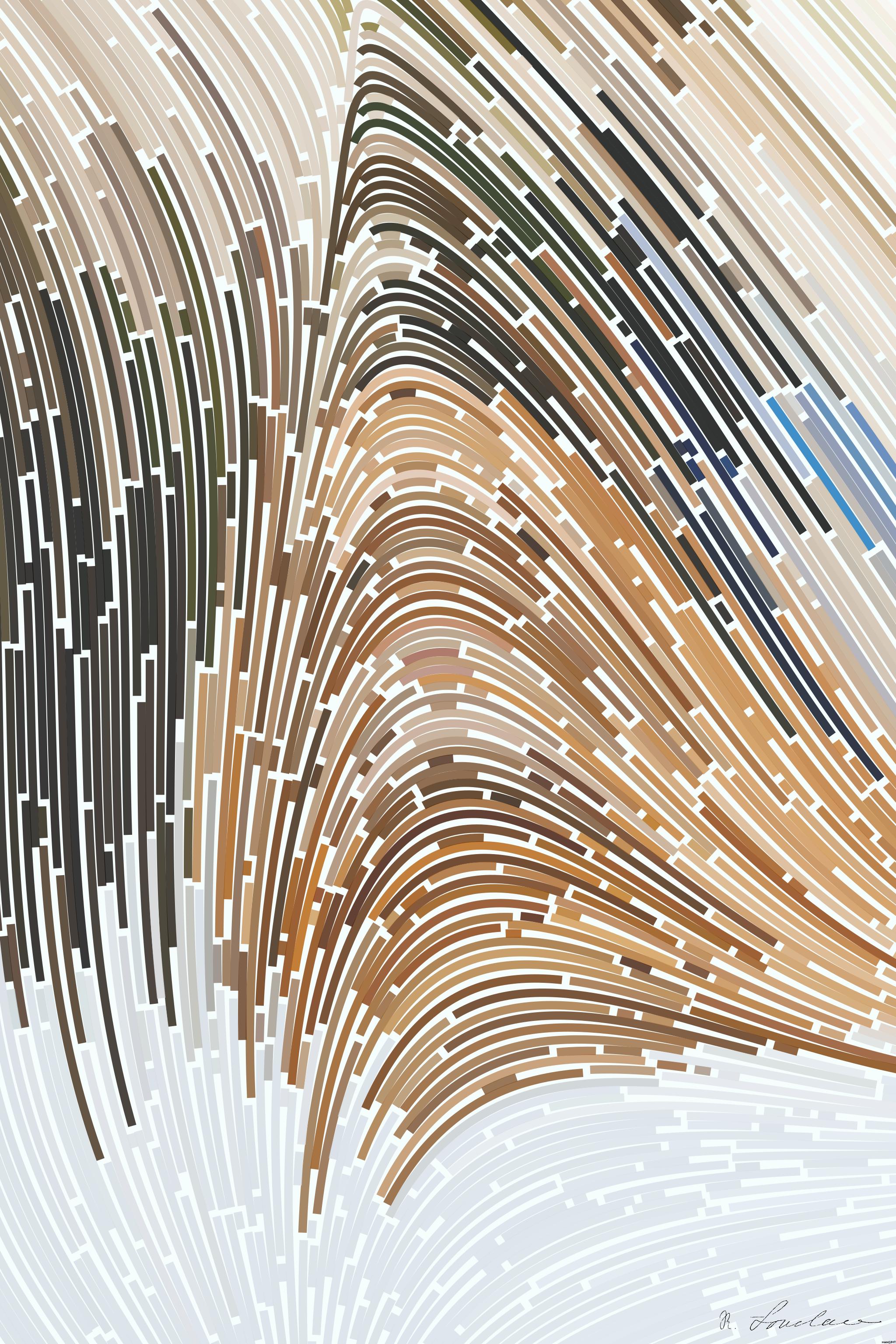 Drawn by bot StGzTewujbjwgr8tCJagLU; art-flowy; Charming ginger tabby cat lying outdoors, exuding calmness and elegance. AI Art