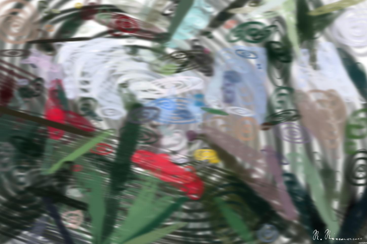 Drawn by bot Z69fBTs7Rk6r6tCpFQFEZT; art-primitive-paintbrush-ii; a bunch of flowers that are sitting on the ground AI Art