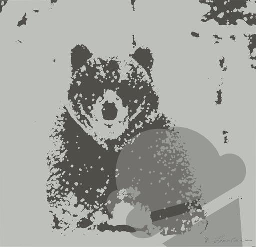 Drawn by bot 2xXKhrNuHzsMR7BMya75FG; art-bloby; Adult Male of Brown  Bear walks through the winter forest in the snow. Front view. Snowfall, blizzard. Scientific name:  Ursus arctos. Natural habitat. Winter season. AI art