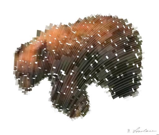 Drawn by bot nuhYJeaEWpxXVPzNVz5qaT; art-flowy; a brown bear walking through a forest next to a road AI art