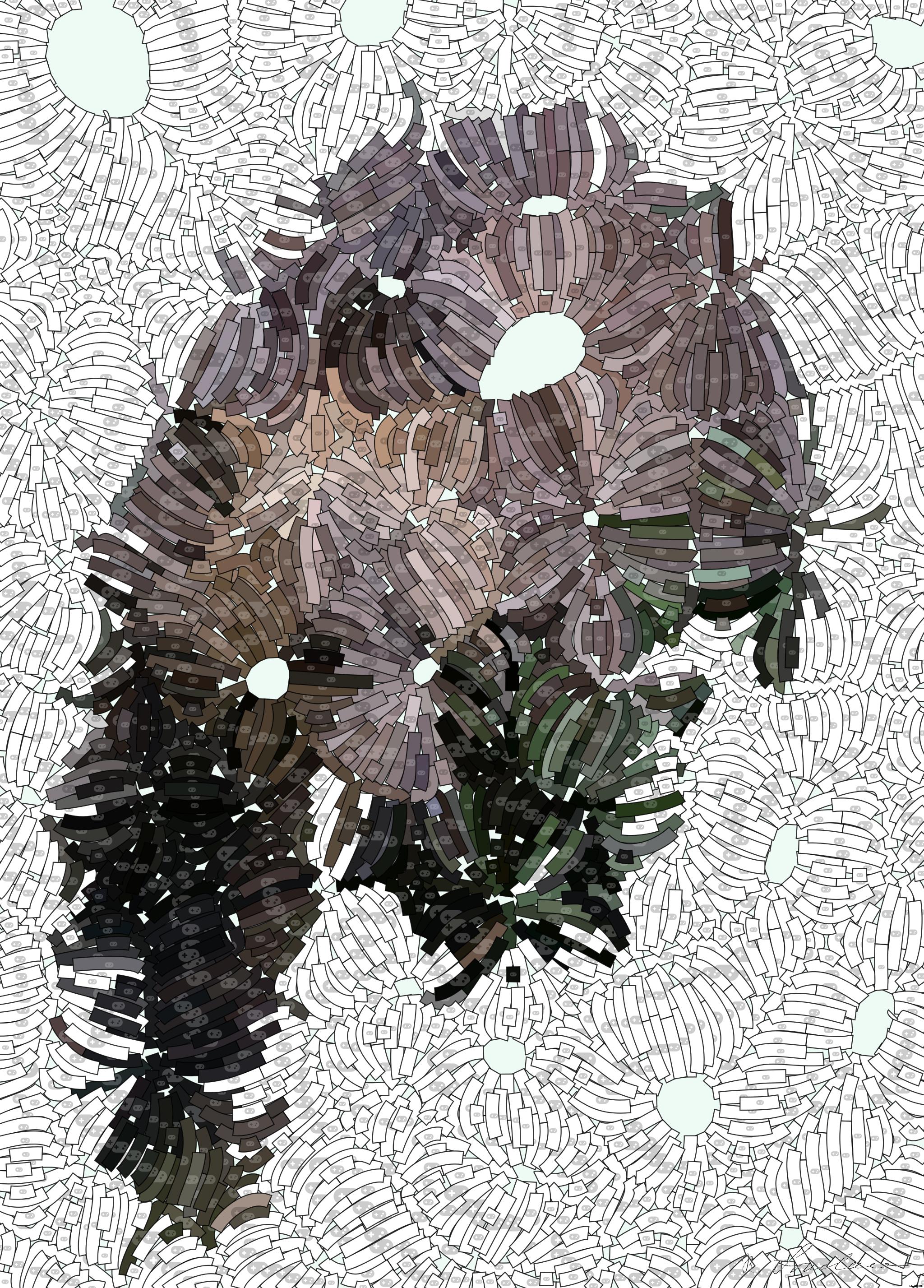Drawn by bot TgnNSXzivSLAcCJ5wDfFeo; art-flowy; grizzly bear on bush during daytime AI Art