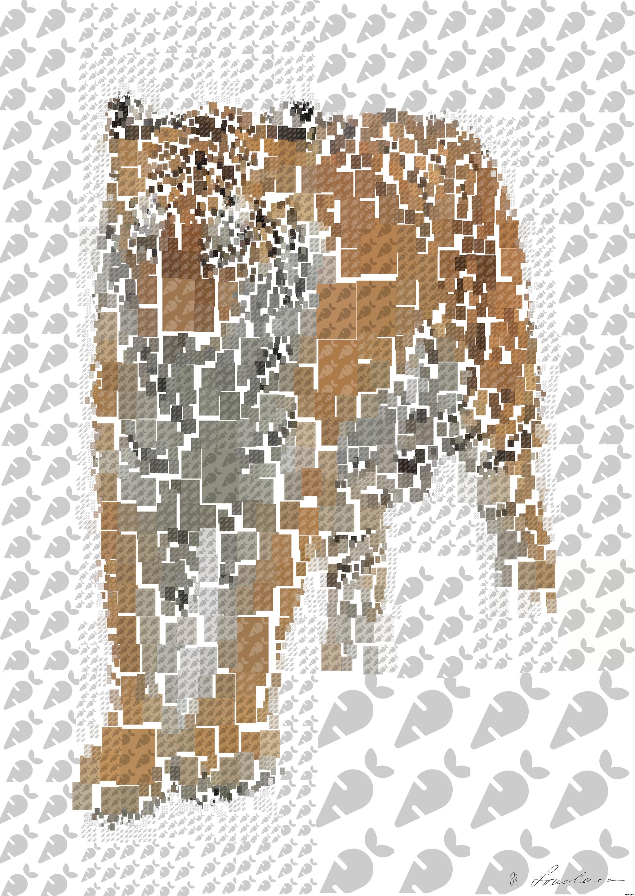 Drawn by bot jBtHTQXJoLPZ2RNaJiiFzy; art-quadrangle; tiger on snow covered ground AI Art
