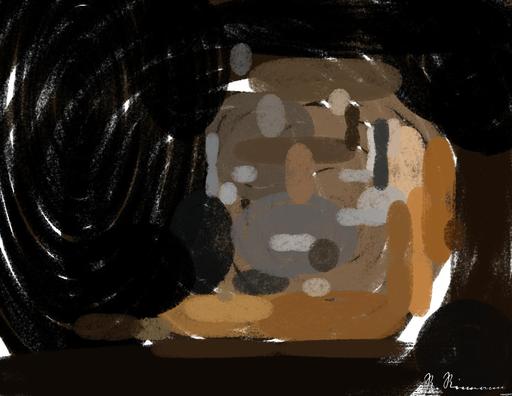 Drawn by bot MiXYguC5o8qJwMpWmUE5MM; art-primitive-paintbrush-ii; Close-up portrait of a Bengal tiger showcasing its fierce gaze and striking stripes in a dramatic setting. AI art