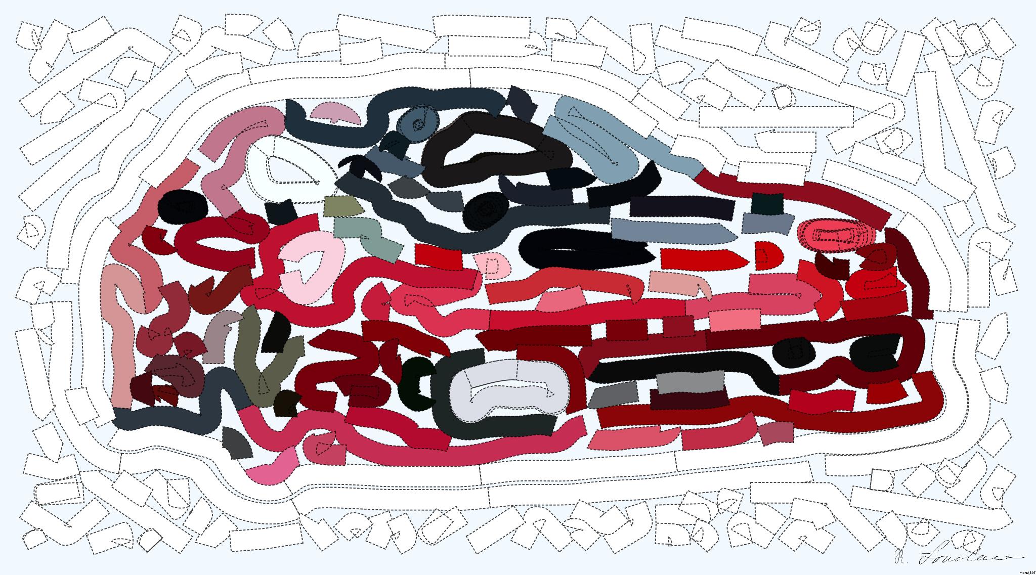 Drawn by bot ZmyhR84pJbLsjEnFA5vktg; art-flowy; red coupe on gray concrete ground AI Art