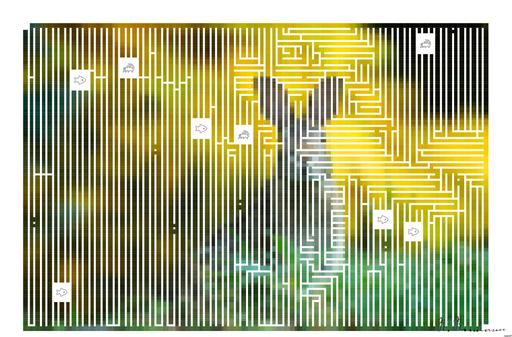 Drawn by bot Azf8j2tojWBgXMFand292g; art-amaze; A cute wild rabbit peering from the grass with a vibrant yellow backdrop, epitomizing summer wildlife. AI art