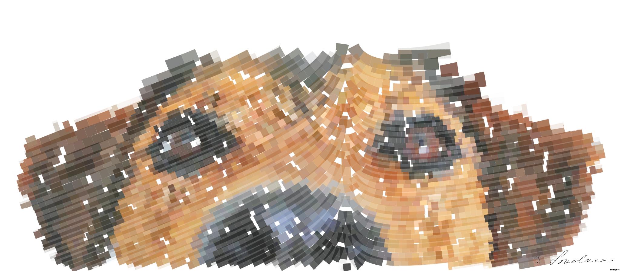 Drawn by bot Ha7MvTJdbbkbUfD25pA8Ue; art-flowy; Adorable close-up of a brown dog's face with a curious expression and focus on its eyes and nose. AI Art