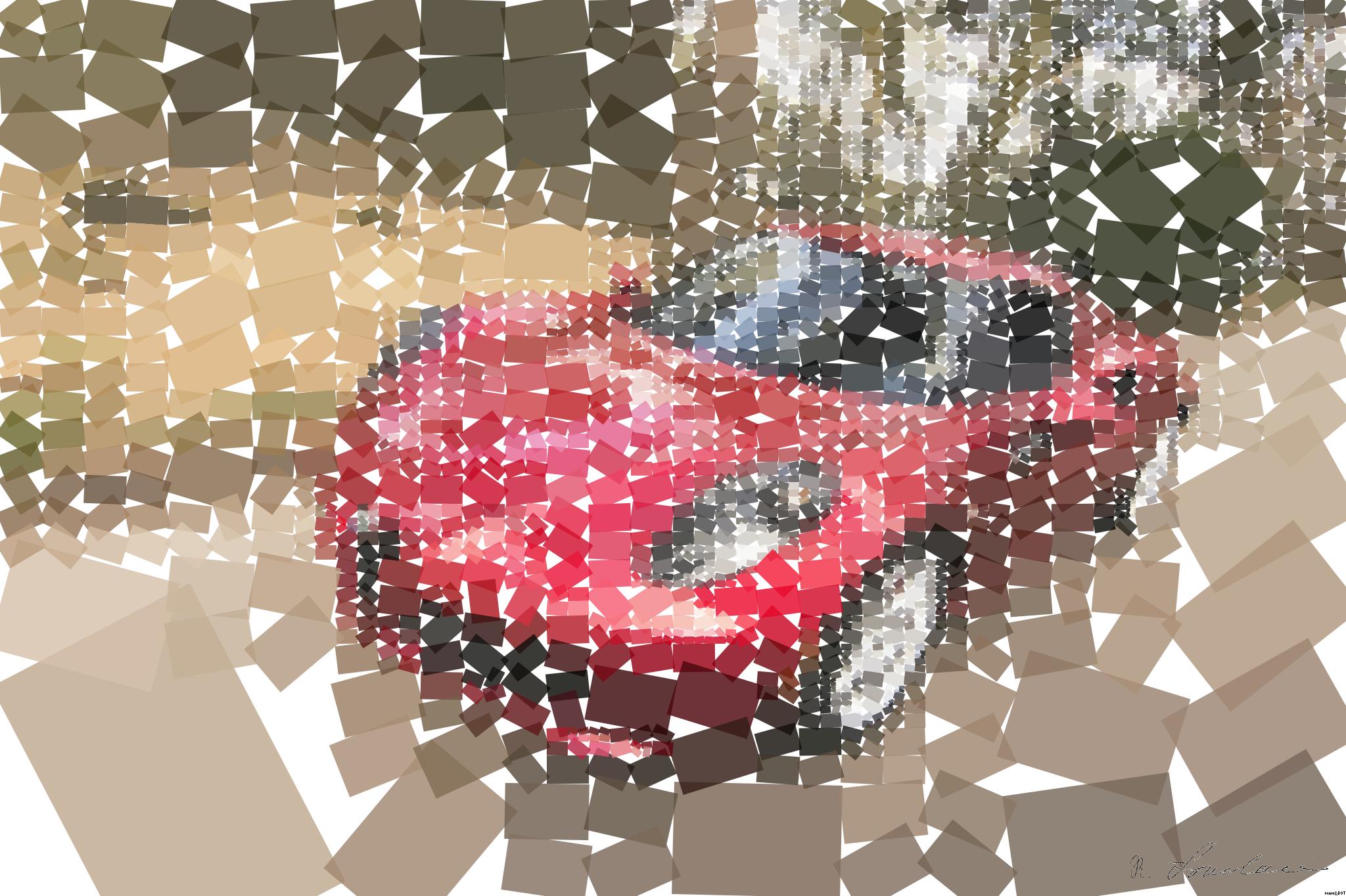 Drawn by bot eyY73J7hczRftUD7xGgsTC; art-quadrangle; A sleek red sports car driving fast on a forest road, showcasing speed and luxury. AI Art
