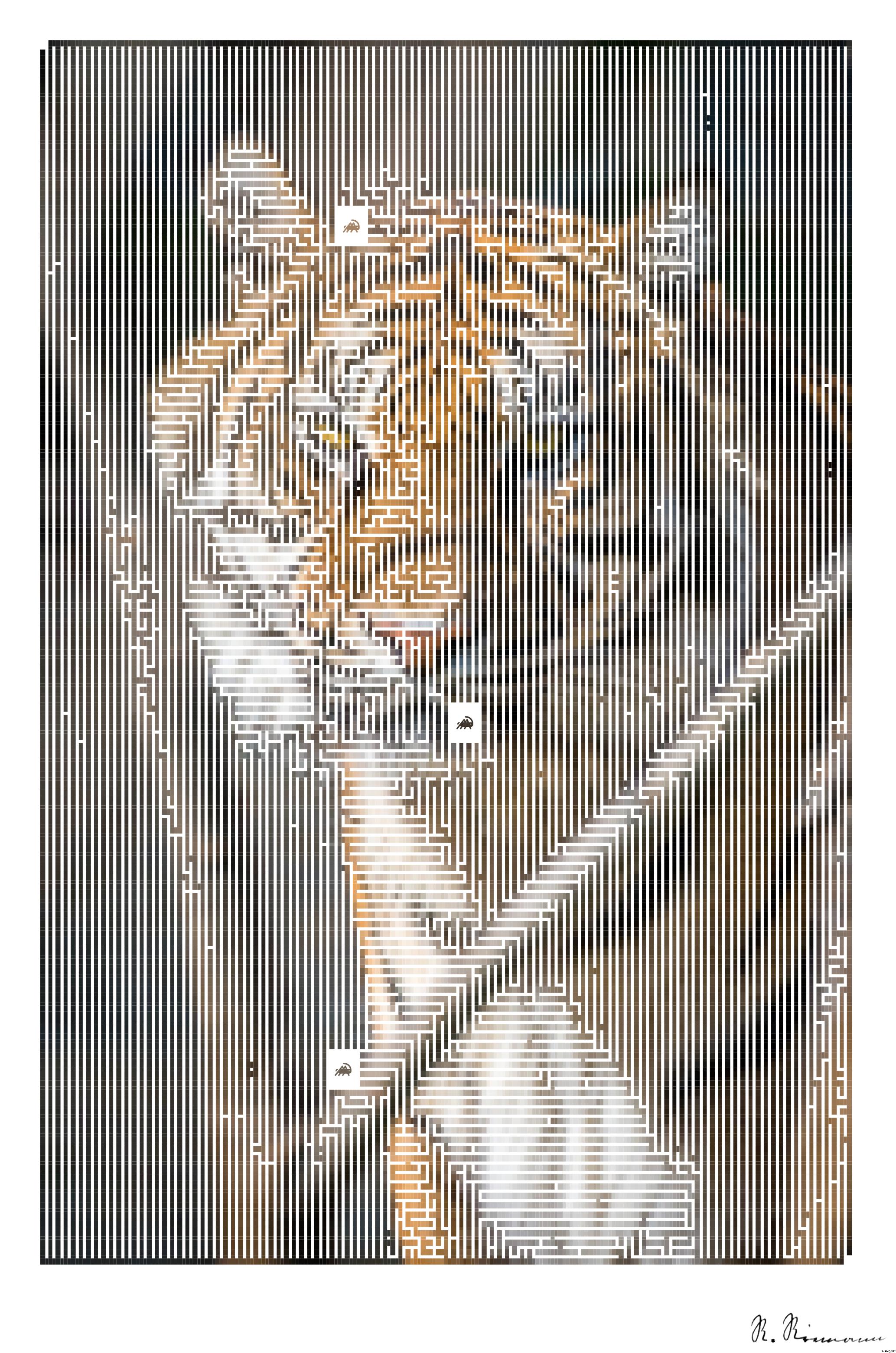 Drawn by bot 2tT6cwbatYcptgJq7QLs5j; art-amaze; Close-up portrait of a Bengal tiger showcasing its fierce and majestic presence. AI Art