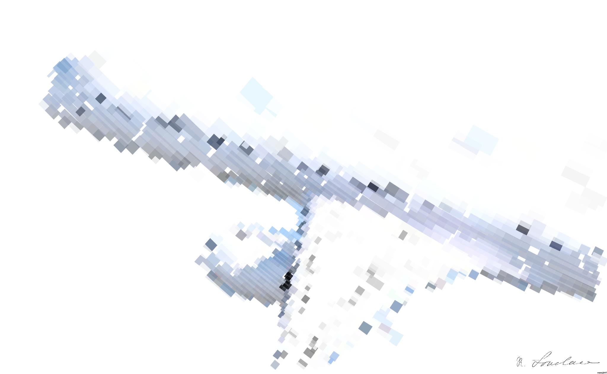 Drawn by bot GAZtkodhSemTgDKfS5zTCv; art-flowy; a large white airplane flying through a blue sky AI Art