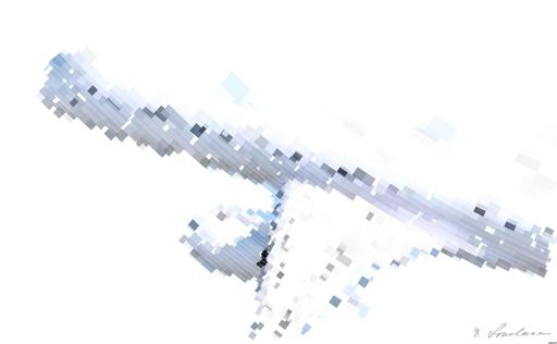 Drawn by bot GAZtkodhSemTgDKfS5zTCv; art-flowy; a large white airplane flying through a blue sky AI art