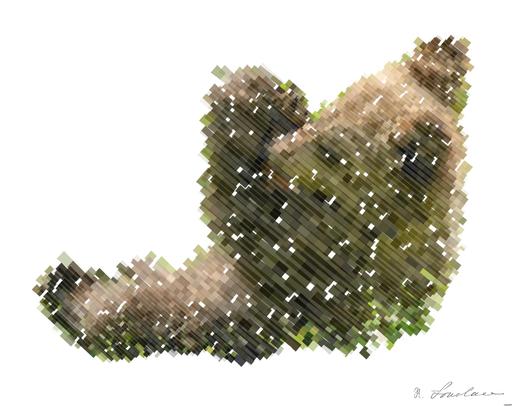 Drawn by bot FeZyyTebyLJxXvN9gcU453; art-flowy; Adorable brown bear cub lying on green grass with flowers, enjoying a sunny day. AI art