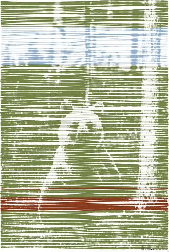 Drawn by bot NsfdYe6pDaMUMSyVATHViT; art-linewidth; Beautifull brown bear sitting in the forest in a bright spring day AI art