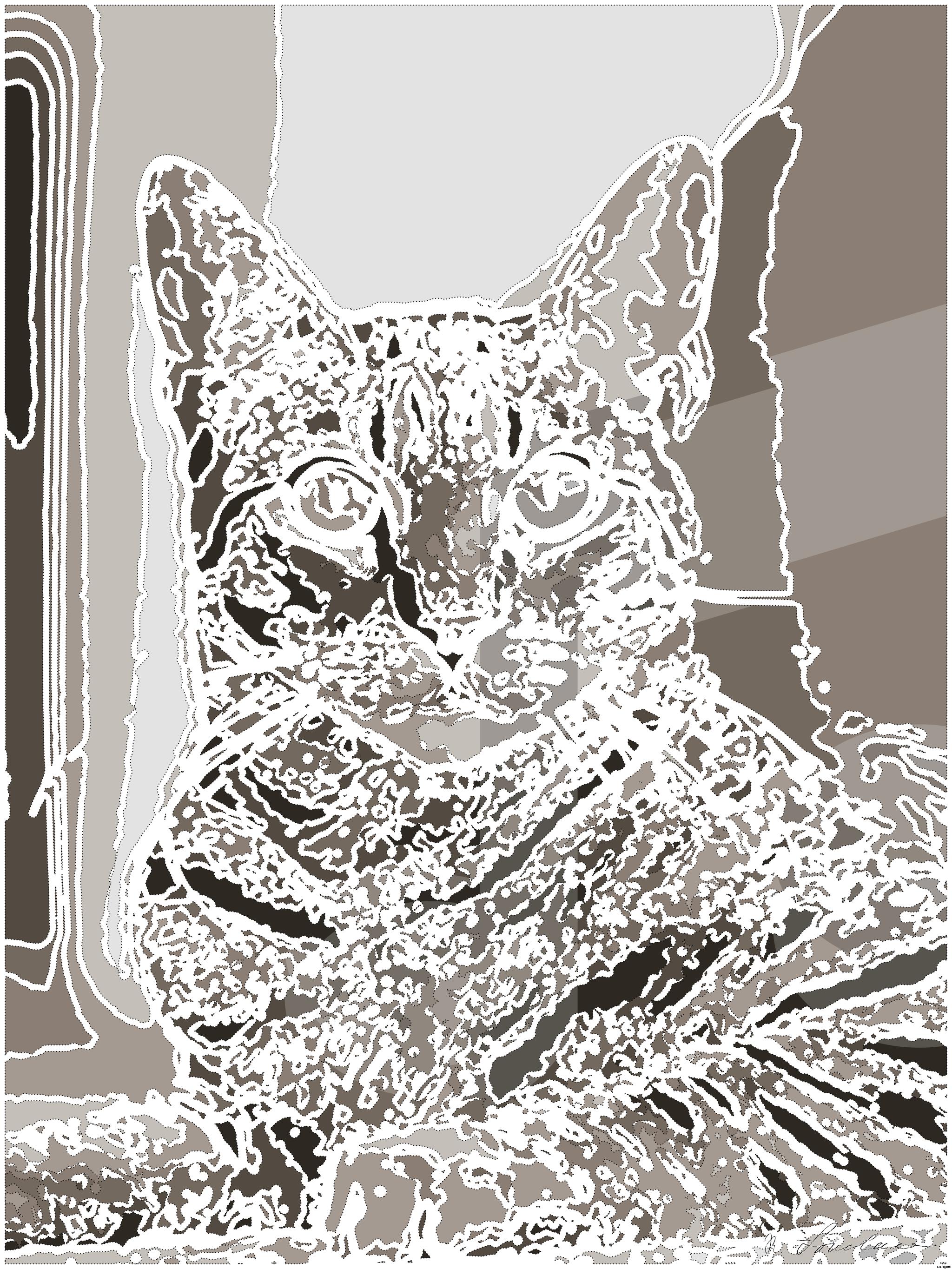 Drawn by bot WXFCabM3a7XTBeNPkwSAhH; art-bloby; brown tabby cat in tilt shift lens AI Art