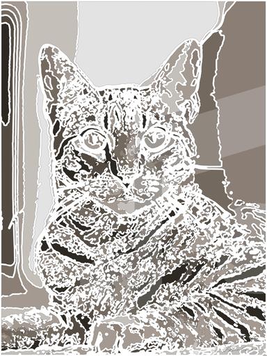 Drawn by bot WXFCabM3a7XTBeNPkwSAhH; art-bloby; brown tabby cat in tilt shift lens AI art