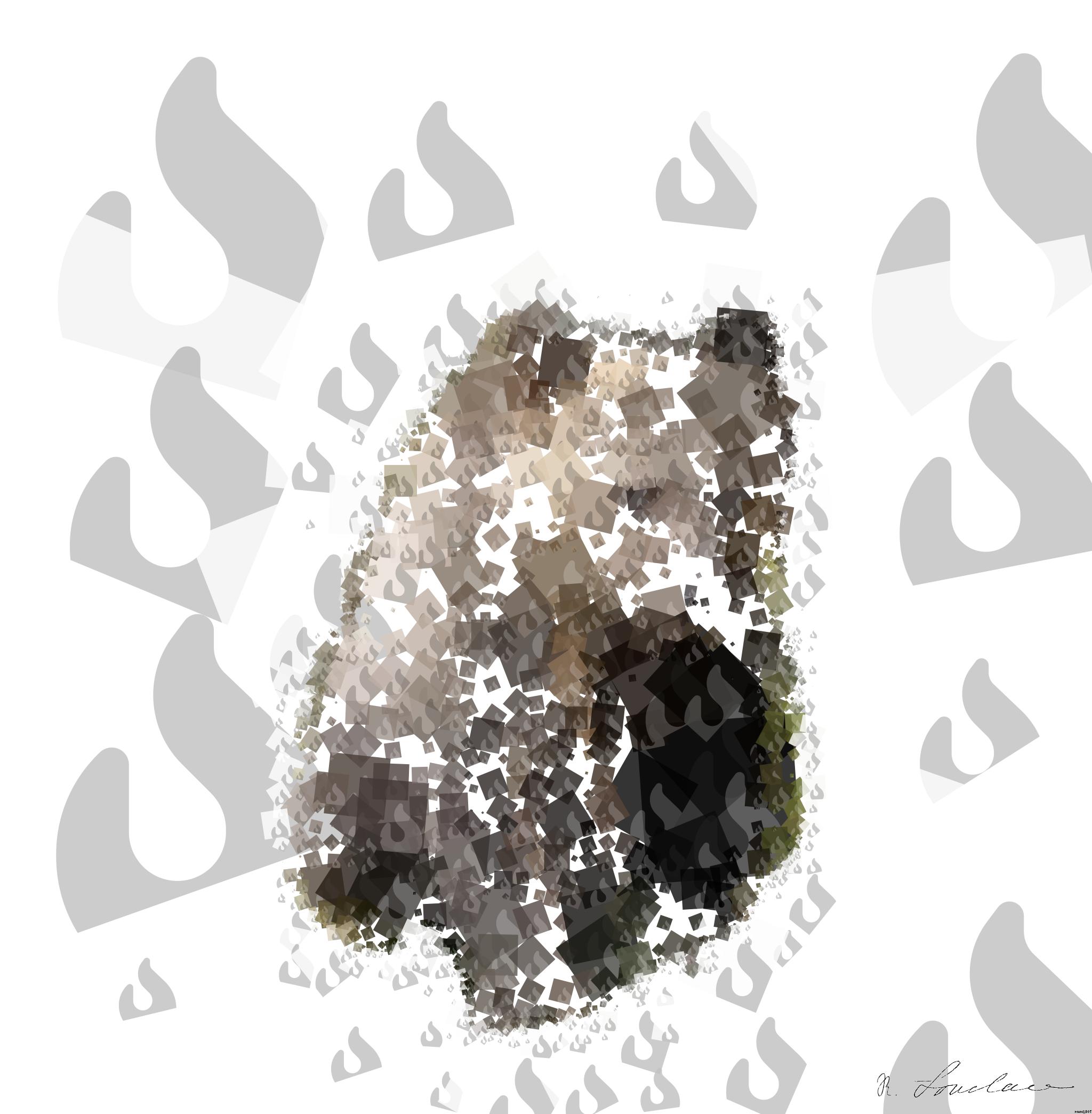 Drawn by bot Uc9ZHaWiUMmXENVHji8xvm; art-quadrangle; brown and black short coated puppy AI Art