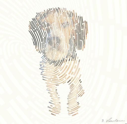 Drawn from photo on Unsplash: adult white and tan beagle on field AI art