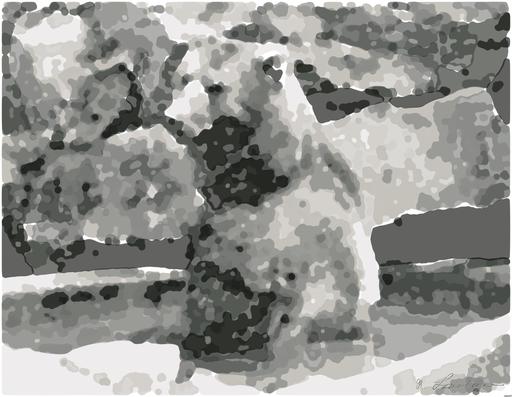 Drawn by bot gZfnFnyM7aqGn8Z6YiLSRk; art-bloby; brown bear on gray rock AI art