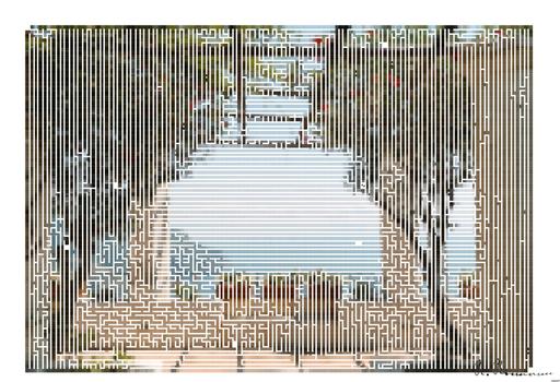 Drawn by bot JH6CfVb29A7XLf2UVWUvPj; art-amaze; a view of the ocean through a stone archway AI art