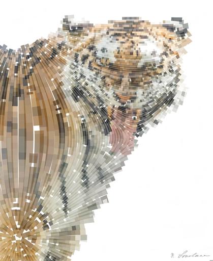 Drawn from photo on Unsplash: a tiger with its tongue out AI art